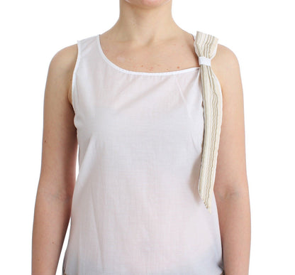 Ermanno Scervino Elegant White Bow-Detailed Sleeveless Top Ermanno Scervino