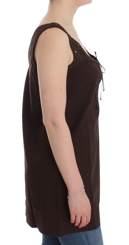 Ermanno Scervino Chic Brown Tunic Cotton Dress Top Ermanno Scervino