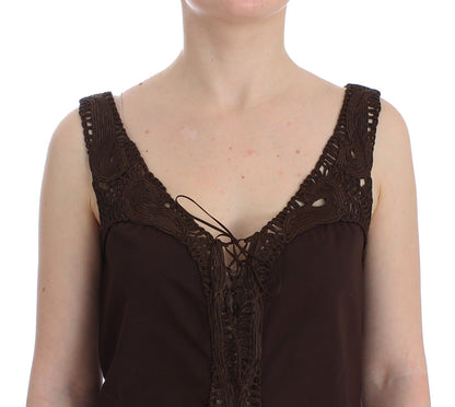 Ermanno Scervino Chic Brown Tunic Cotton Dress Top Ermanno Scervino