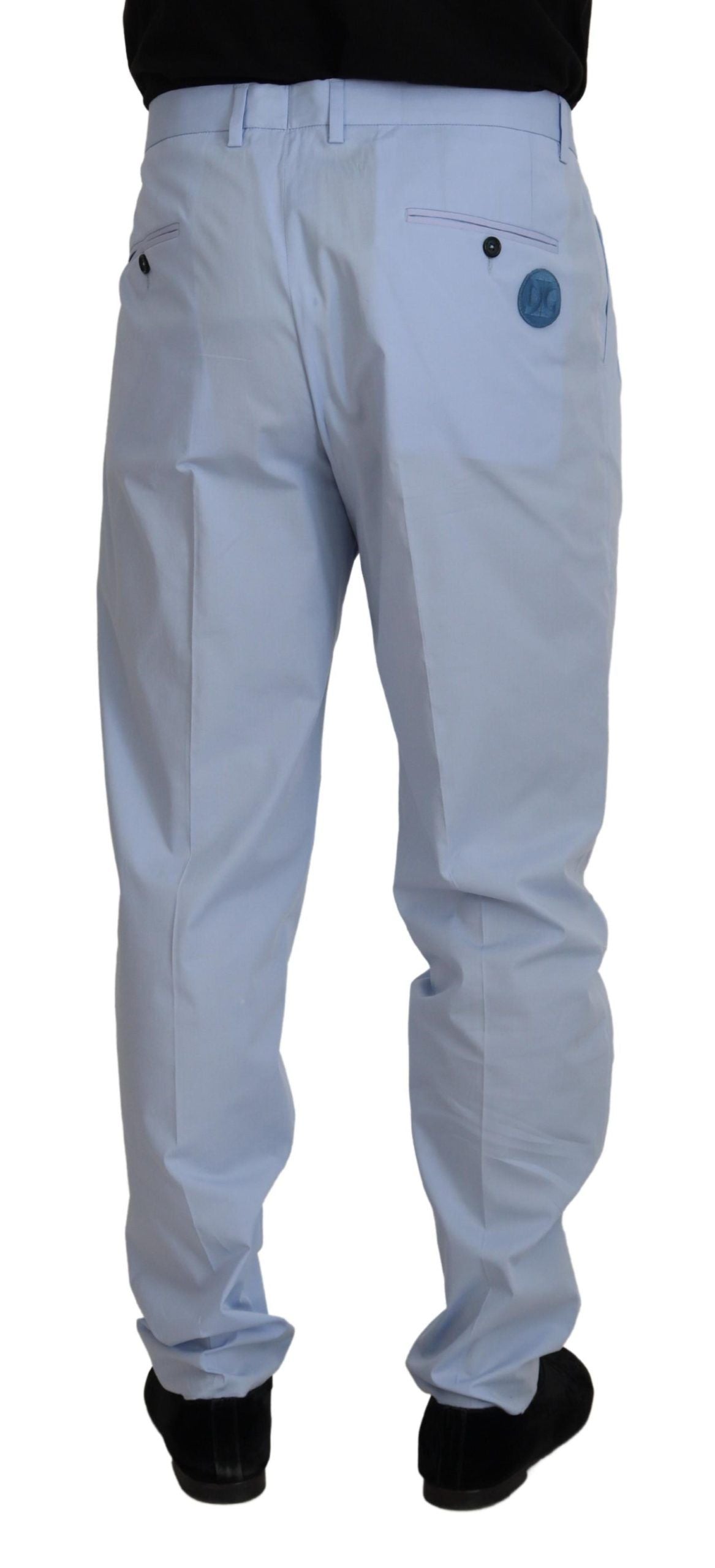 Dolce & Gabbana Elegant Slim Fit Chinos In Light Blue Dolce & Gabbana