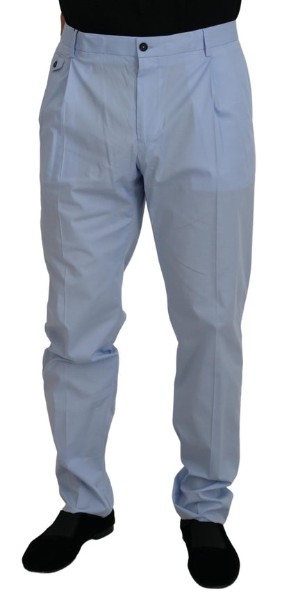 Dolce & Gabbana Elegant Slim Fit Chinos In Light Blue Dolce & Gabbana