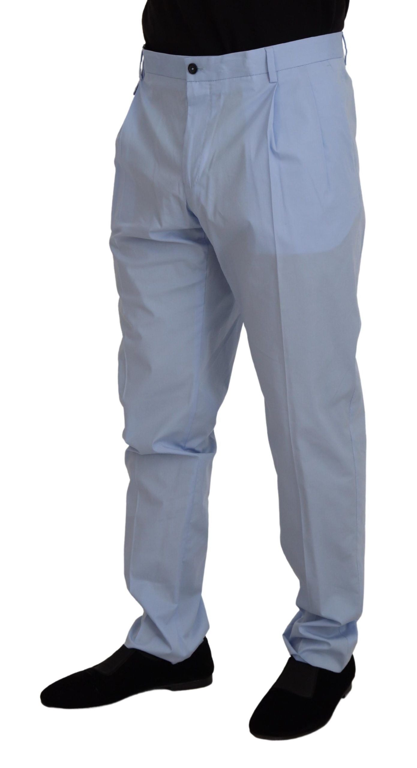 Dolce & Gabbana Elegant Slim Fit Chinos In Light Blue Dolce & Gabbana