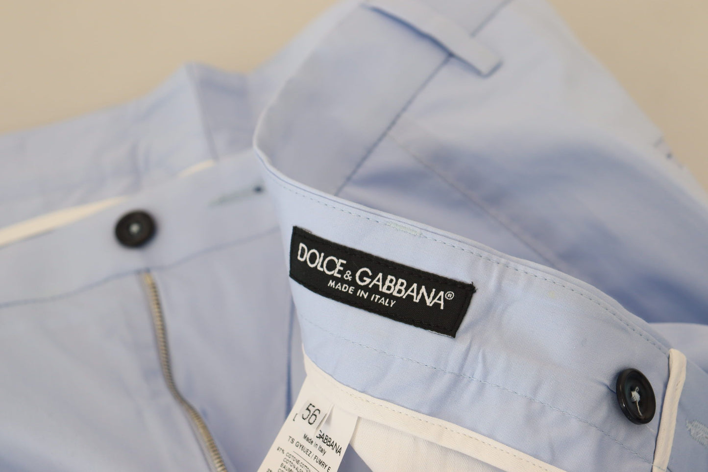 Dolce & Gabbana Elegant Slim Fit Chinos In Light Blue Dolce & Gabbana