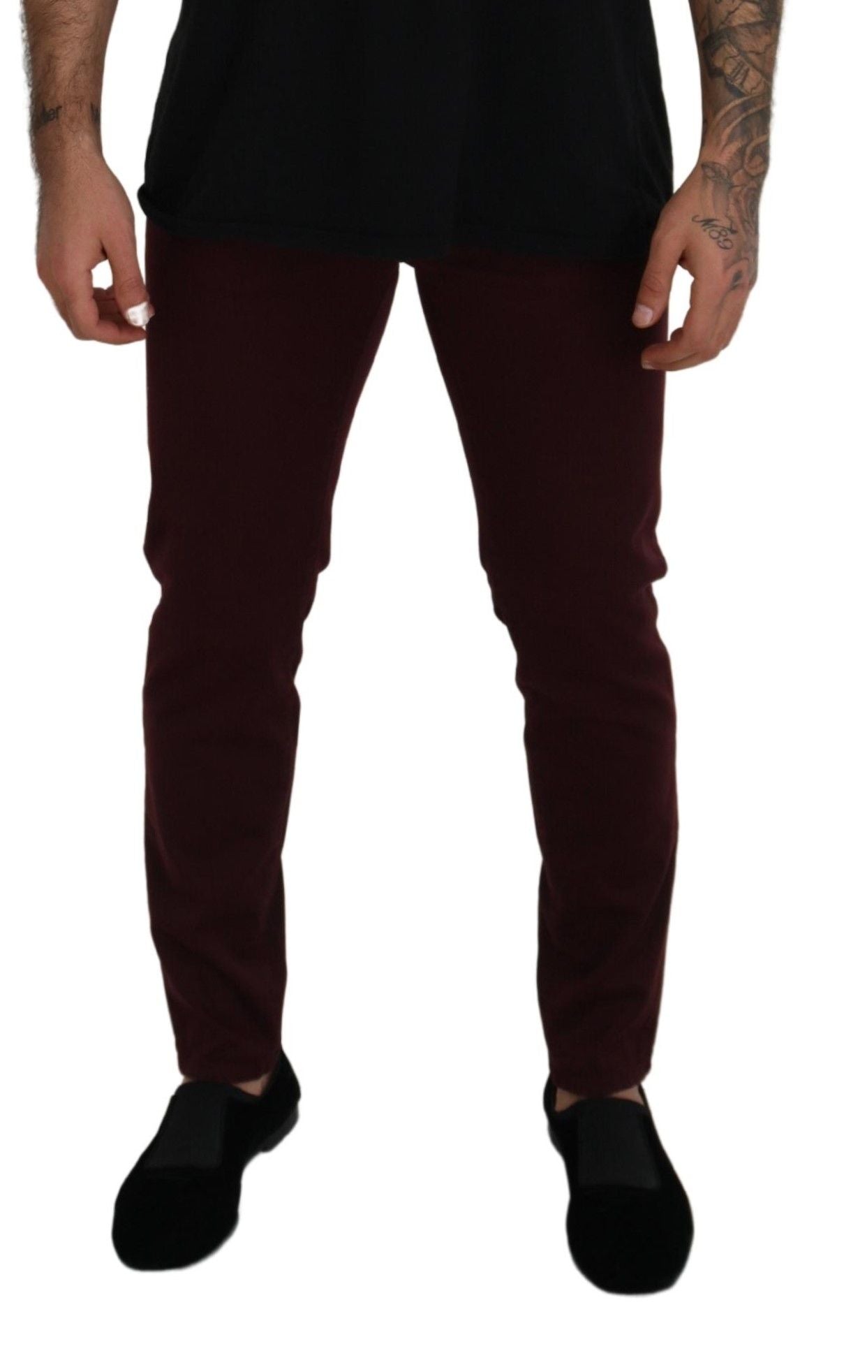 Dolce & Gabbana Slim Fit Bordeaux Jeans - Italian Luxury Dolce & Gabbana