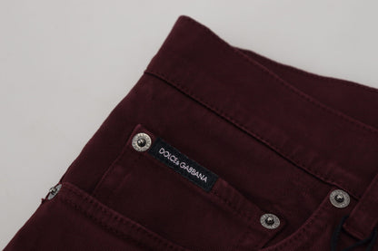 Dolce & Gabbana Slim Fit Bordeaux Jeans - Italian Luxury Dolce & Gabbana