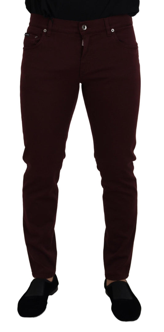 Dolce & Gabbana Slim Fit Bordeaux Jeans - Italian Luxury Dolce & Gabbana