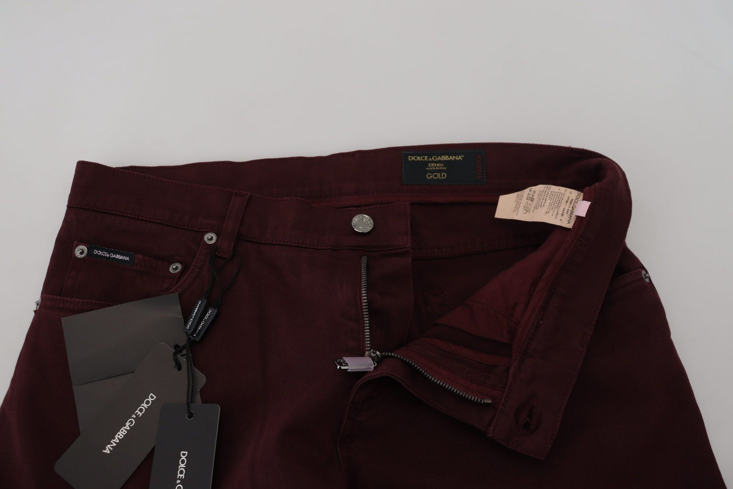 Dolce & Gabbana Slim Fit Bordeaux Jeans - Italian Luxury Dolce & Gabbana