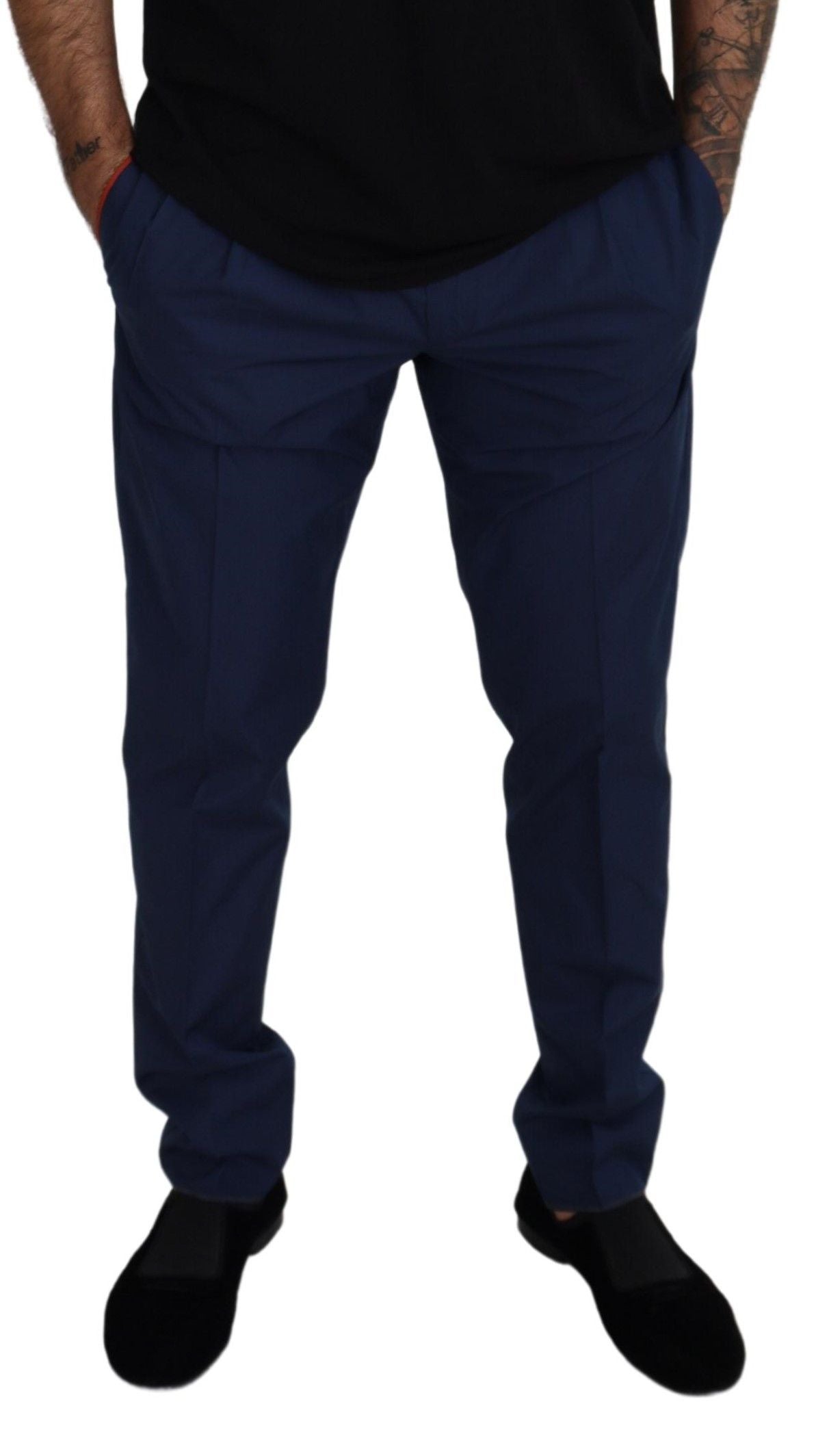 Dolce & Gabbana Elegant Slim Fit Chinos in Blue Silk Blend Dolce & Gabbana