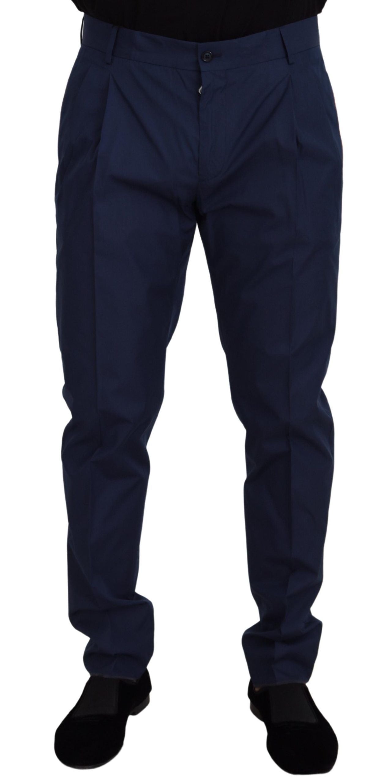 Dolce & Gabbana Elegant Slim Fit Chinos in Blue Silk Blend Dolce & Gabbana