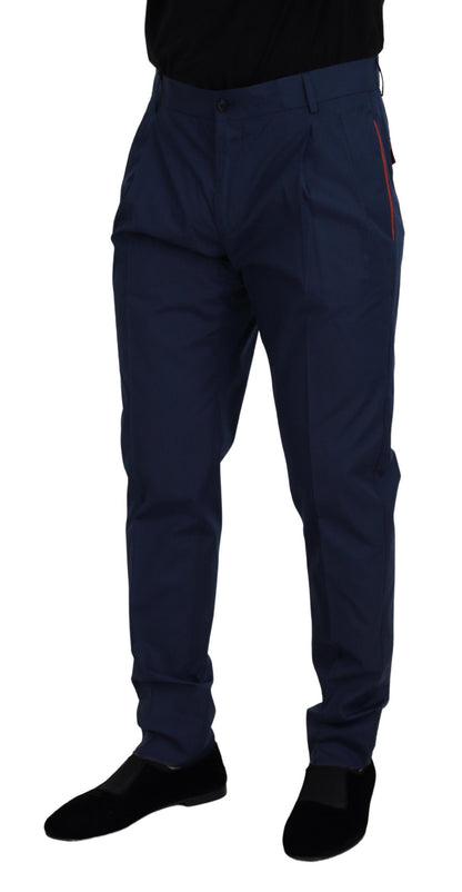 Dolce & Gabbana Elegant Slim Fit Chinos in Blue Silk Blend Dolce & Gabbana