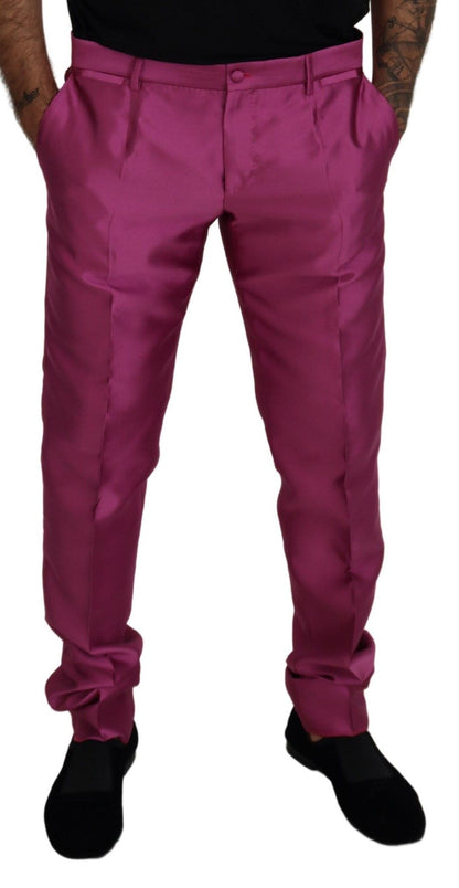 Dolce & Gabbana Elegant Slim Fit Formal Dress Pants in Pink Dolce & Gabbana