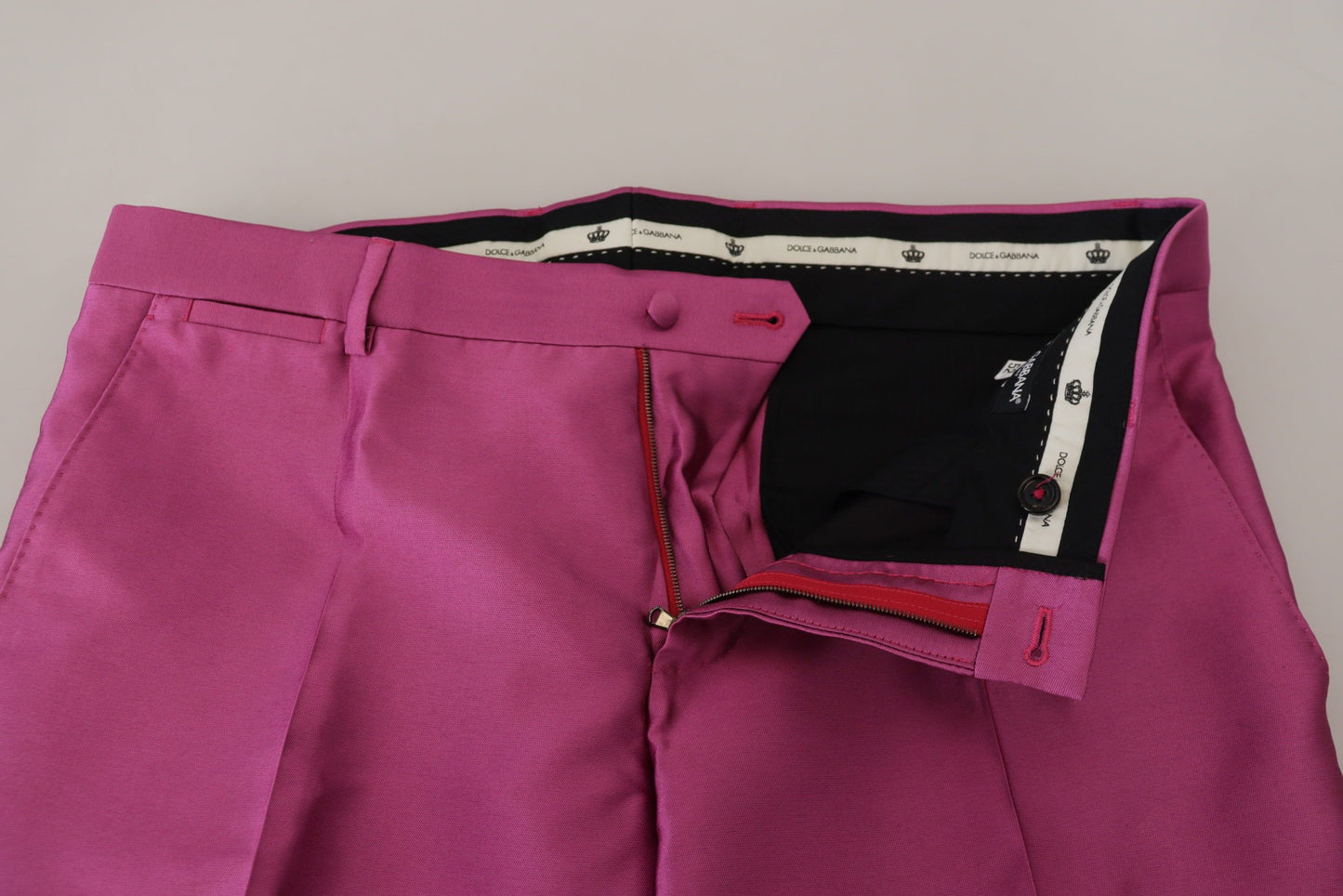 Dolce & Gabbana Elegant Slim Fit Formal Dress Pants in Pink Dolce & Gabbana