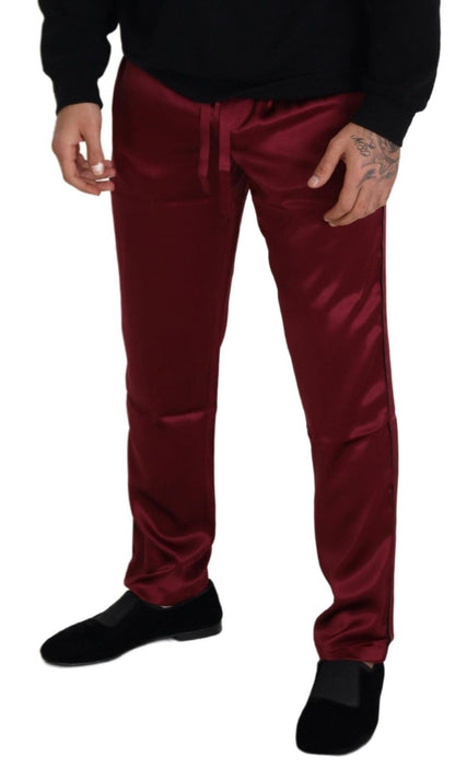 Dolce & Gabbana Silk Lounge Pants in Bordeaux Dolce & Gabbana