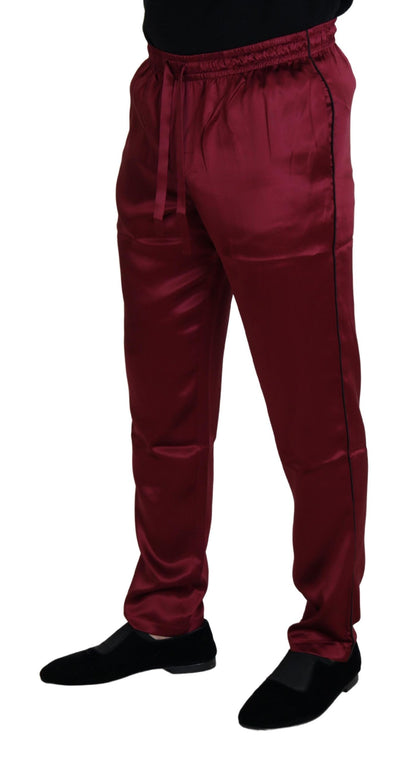 Dolce & Gabbana Silk Lounge Pants in Bordeaux Dolce & Gabbana