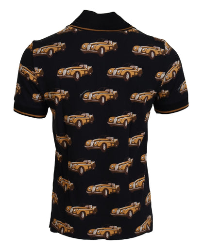 Dolce & Gabbana Elegant Car Print Polo T-Shirt in Black Dolce & Gabbana