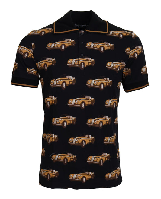 Dolce & Gabbana Elegant Car Print Polo T-Shirt in Black Dolce & Gabbana