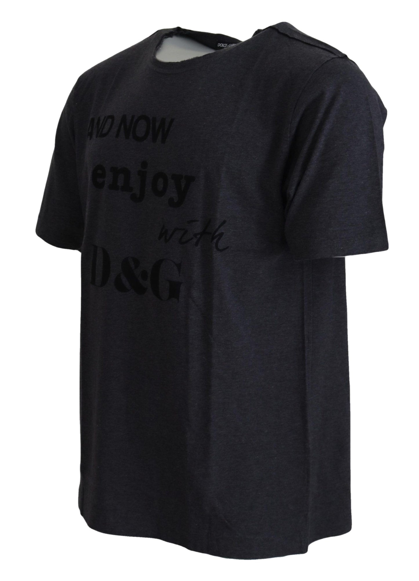 Dolce & Gabbana Elegant Gray Motive Crew Neck T-Shirt Dolce & Gabbana