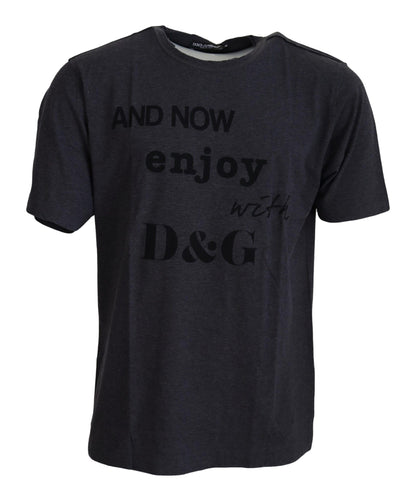 Dolce & Gabbana Elegant Gray Motive Crew Neck T-Shirt Dolce & Gabbana