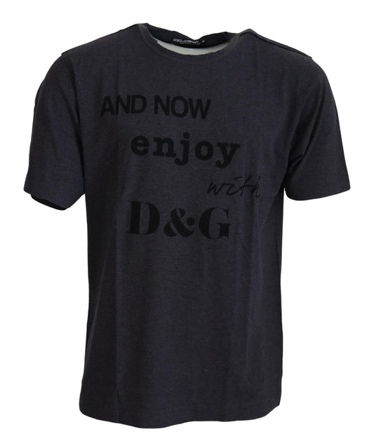 Dolce & Gabbana Elegant Gray Motive Crew Neck T-Shirt Dolce & Gabbana