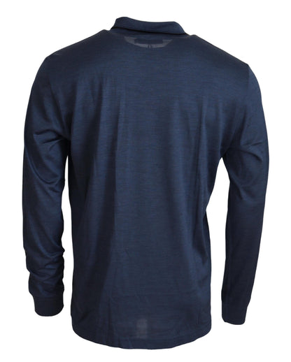 Dolce & Gabbana Sophisticated Silk Polo Sweater in Blue Dolce & Gabbana