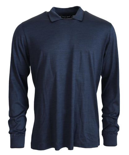 Dolce & Gabbana Sophisticated Silk Polo Sweater in Blue Dolce & Gabbana