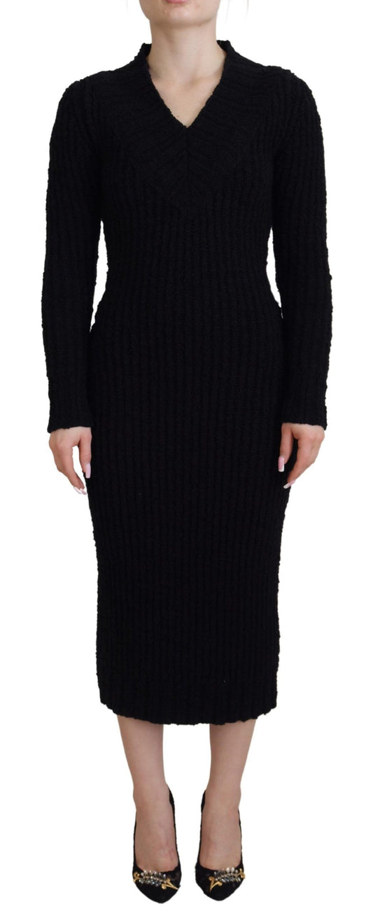 Dolce & Gabbana Elegant Black Wool Blend Sweater Dress Dolce & Gabbana