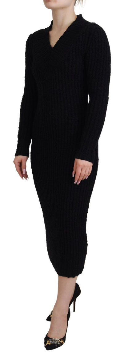 Dolce & Gabbana Elegant Black Wool Blend Sweater Dress Dolce & Gabbana