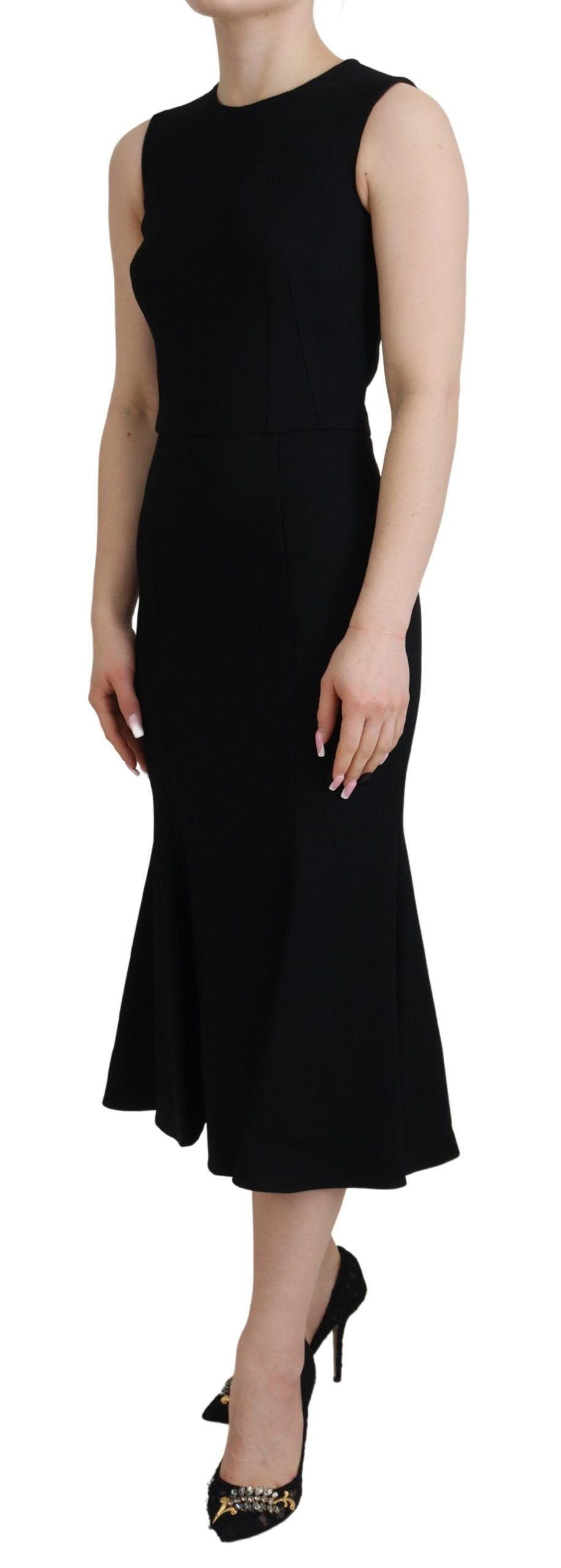 Dolce & Gabbana Elegant Fit and Flare Black Sheath Dress Dolce & Gabbana