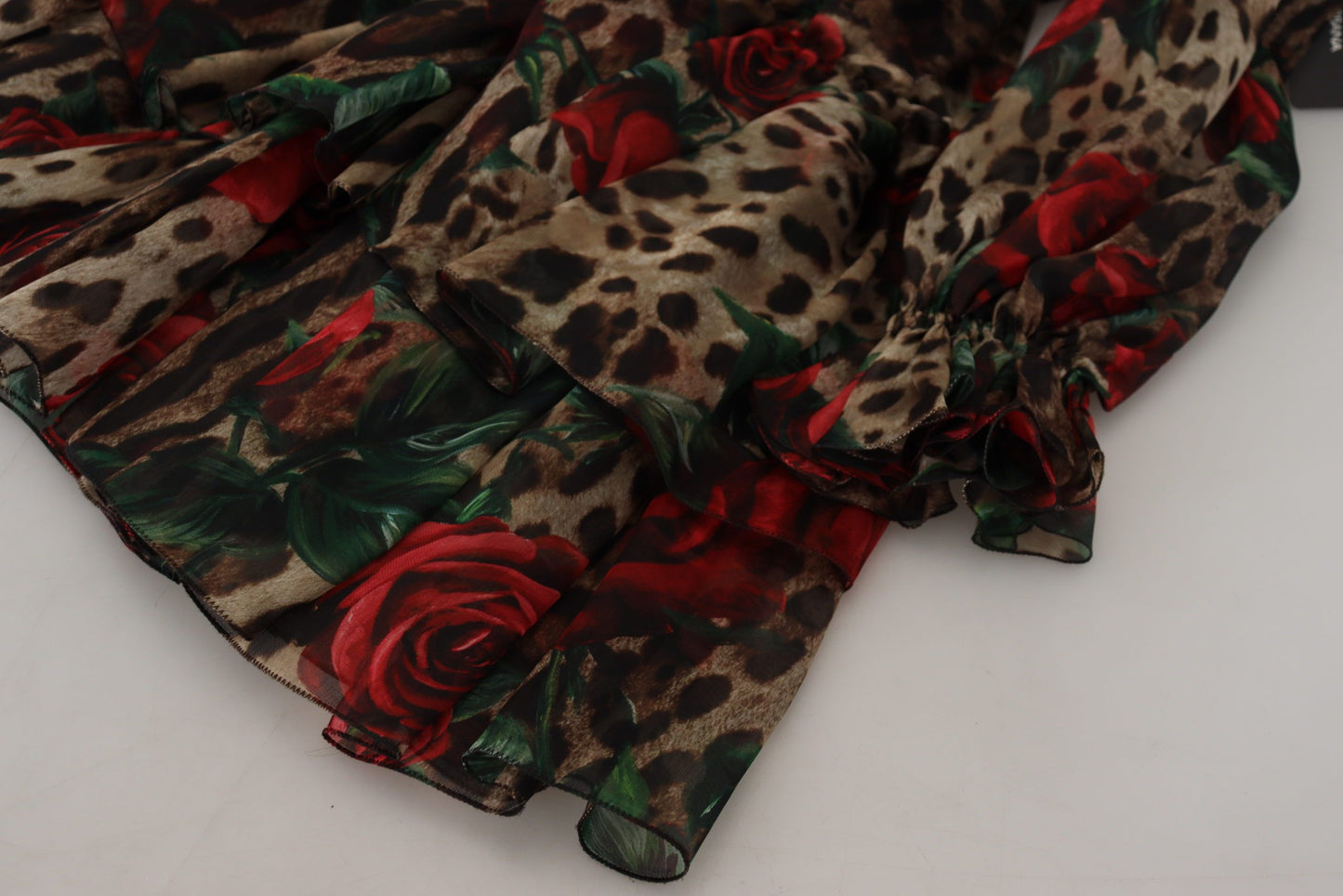 Dolce & Gabbana Silk Leopard Print & Red Roses Dress Dolce & Gabbana