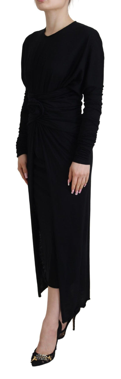 Dolce & Gabbana Elegant Sheath Wrap Dress with Long Sleeves Dolce & Gabbana