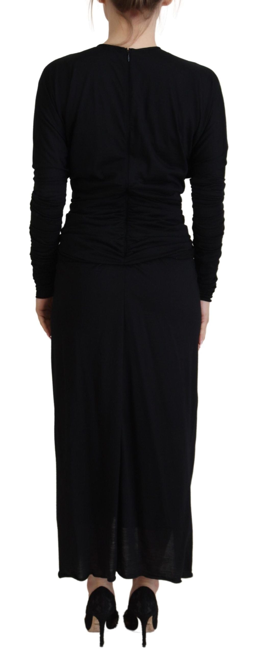 Dolce & Gabbana Elegant Sheath Wrap Dress with Long Sleeves Dolce & Gabbana