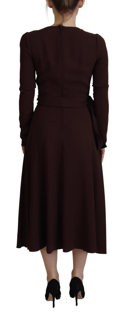 Dolce & Gabbana Elegant Brown Long Sleeve Wrap Dress Dolce & Gabbana