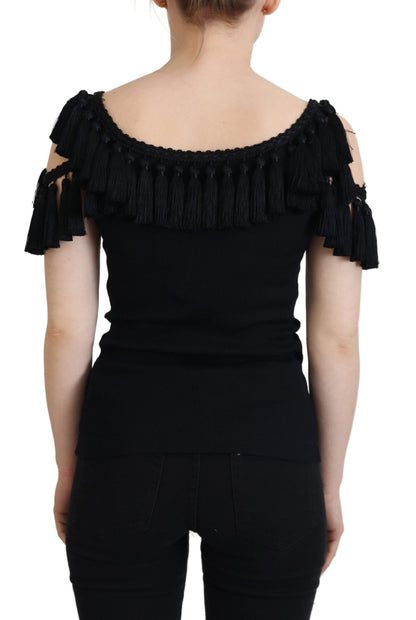 Dolce & Gabbana Elegant Black Cotton Tank Top Blouse Dolce & Gabbana