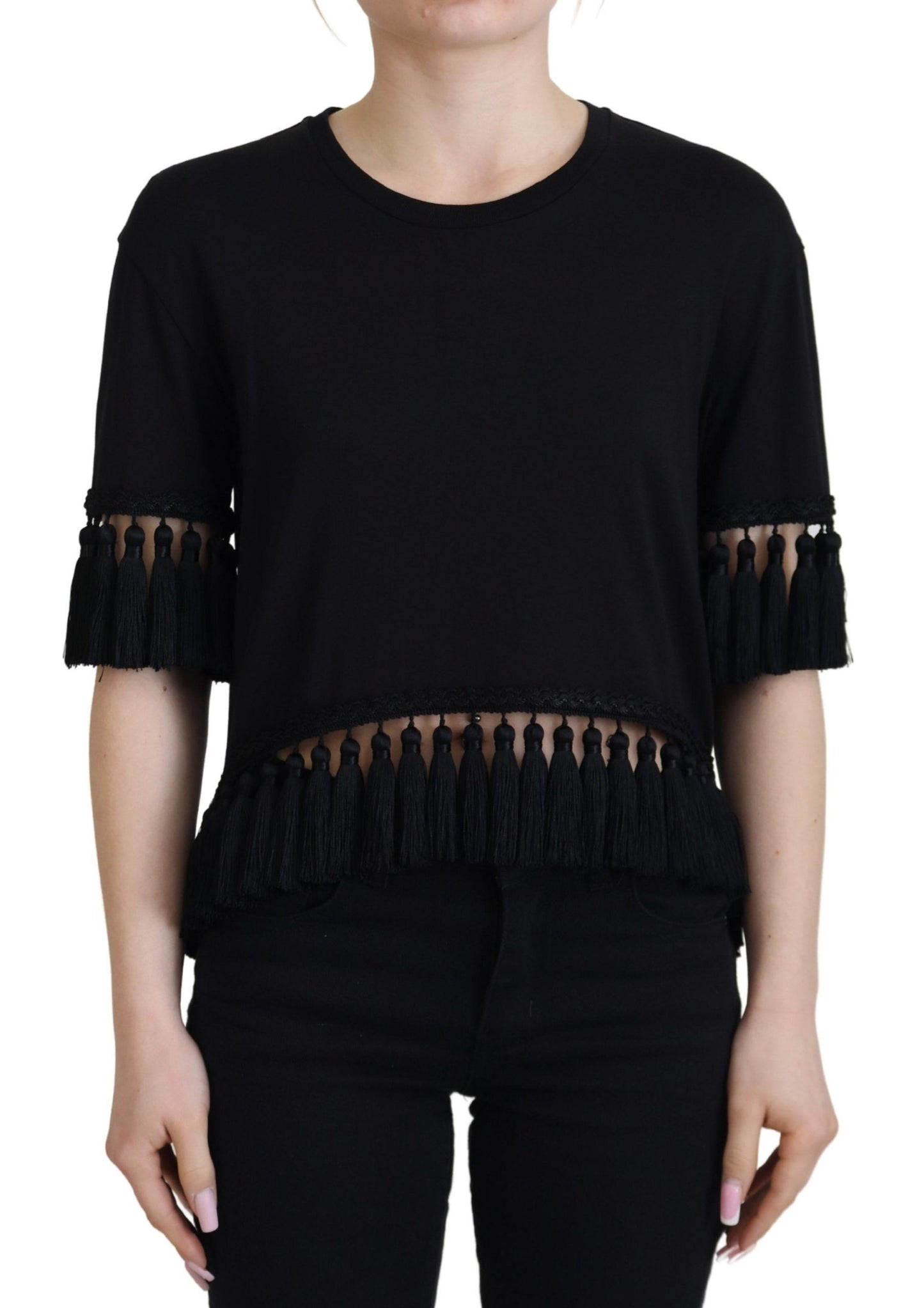 Dolce & Gabbana Elegant Black Cotton Short Sleeve Tee Dolce & Gabbana