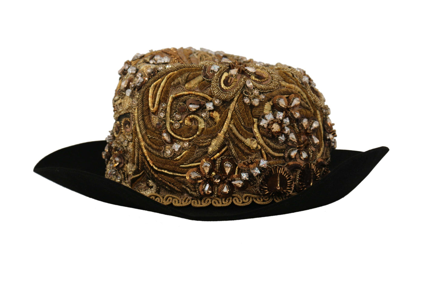 Dolce & Gabbana Elegant Black Gold Studded Fedora Dolce & Gabbana