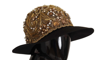 Dolce & Gabbana Elegant Black Gold Studded Fedora Dolce & Gabbana