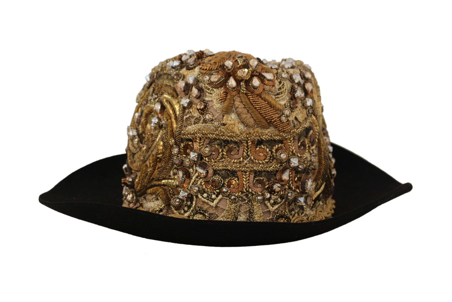 Dolce & Gabbana Elegant Black Gold Studded Fedora Dolce & Gabbana