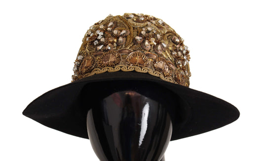 Dolce & Gabbana Elegant Black Gold Studded Fedora Dolce & Gabbana