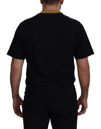 Dolce & Gabbana Iconic Black Cotton Crew Neck Tee Dolce & Gabbana