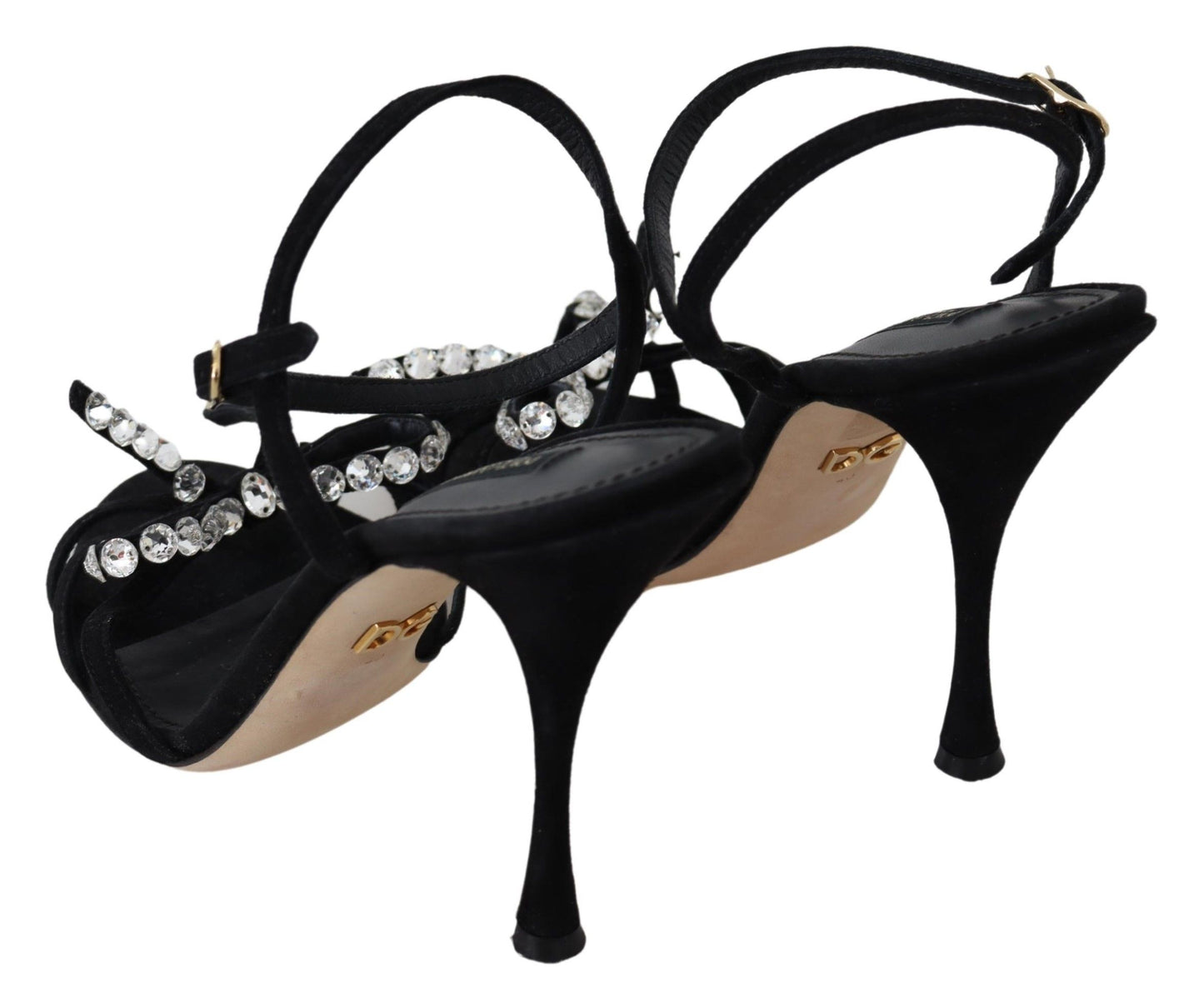 Dolce & Gabbana Elegant Suede High Sandals with Crystal Bows Dolce & Gabbana