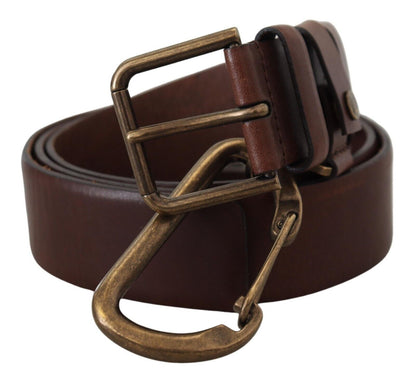 Dolce & Gabbana Elegant Brown Leather Belt with Metal Buckle Dolce & Gabbana