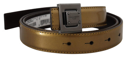 Dolce & Gabbana Gold Square Buckle Leather Belt Dolce & Gabbana