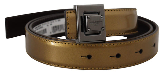 Dolce & Gabbana Gold Square Buckle Leather Belt Dolce & Gabbana