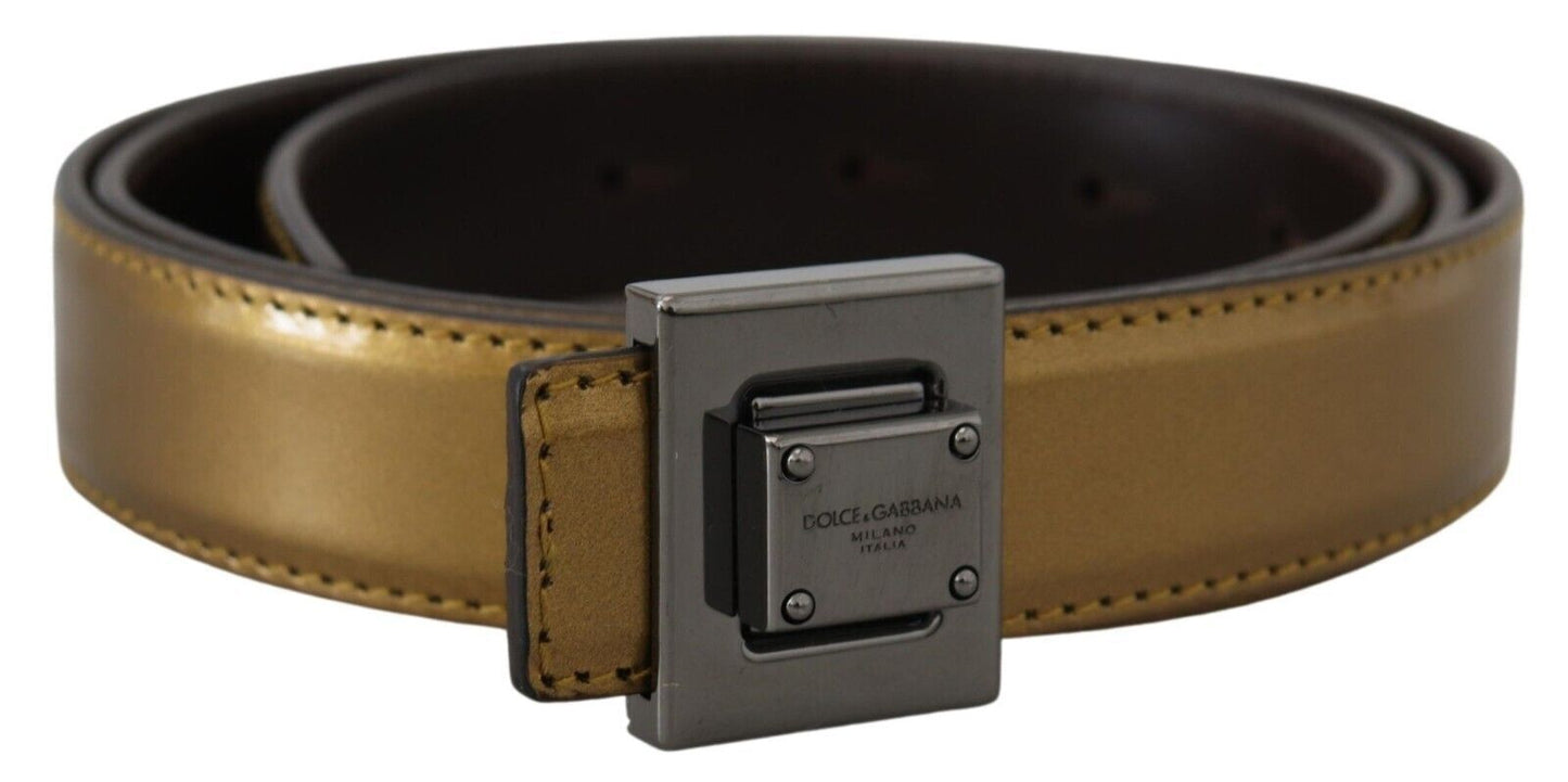 Dolce & Gabbana Gold Square Buckle Leather Belt Dolce & Gabbana