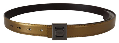 Dolce & Gabbana Gold Square Buckle Leather Belt Dolce & Gabbana