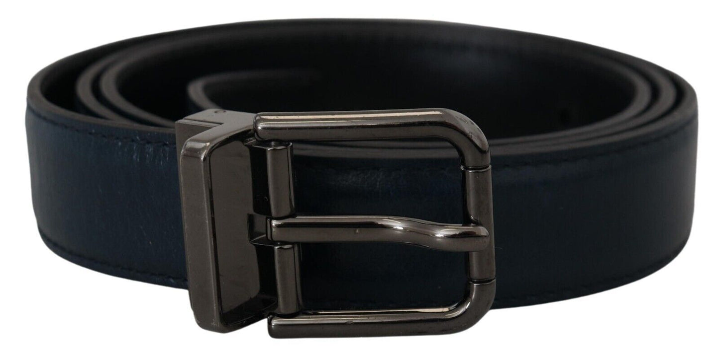 Dolce & Gabbana Elegant Dark Blue Leather Belt Dolce & Gabbana