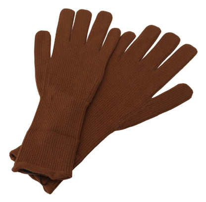 Dolce & Gabbana Elegant Brown Cashmere Winter Gloves Dolce & Gabbana