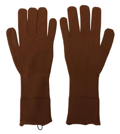 Dolce & Gabbana Elegant Brown Cashmere Winter Gloves Dolce & Gabbana