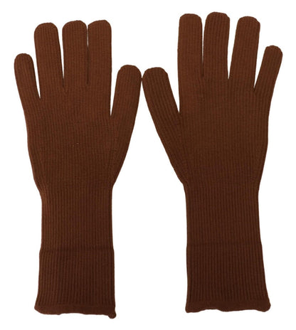 Dolce & Gabbana Elegant Brown Cashmere Winter Gloves Dolce & Gabbana