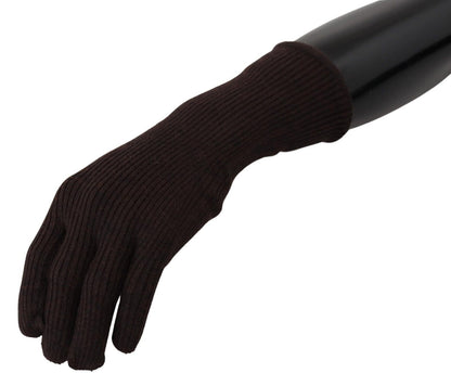 Dolce & Gabbana Elegant Silk Cashmere Brown Gloves Dolce & Gabbana